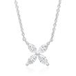 14K white gold necklace flower with diamonds