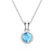 Necklace with blue topaz pendant in 14 carat white gold