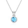 Blue topaz pendant for necklace in 14K white gold