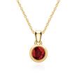 Garnet pendant for necklaces in 14 carat yellow gold