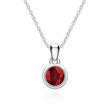 Necklace and pendant in 14K white gold with garnet