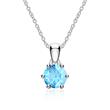 Necklace and pendant in 14K white gold with blue topaz