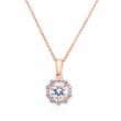 Necklace with halo diamond pendant in rose gold