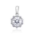 Necklace with halo diamond pendant in white gold