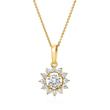 Halo necklace with lab grown diamond pendant in yellow gold