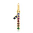 Number pendant 1 in 14K gold with sapphires, coloured