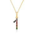 Chain and pendant 1 in 14K gold with sapphires, coloured