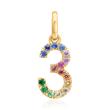 Number 3 pendant in 14-karat gold with colourful sapphires