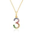 Chain and pendant number 3 in 14-karat gold, sapphires