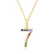 Number 7 pendant in 14K gold with sapphires, multicoloured