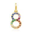 Number pendant 8 in 14K gold with sapphires, multicoloured