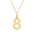 Number pendant 8 in 14K gold with sapphires, multicoloured