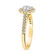 Engravable halo ring in gold with diamonds