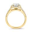 Gravierbarer Halo-Ring aus Gold mit Diamanten