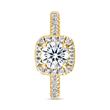 Engravable halo diamond ring in yellow gold for women