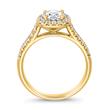 Engravable halo diamond ring in yellow gold for women