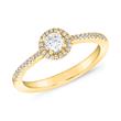 Lab grown Halo Diamantring aus Gelbgold, gravierbar