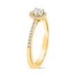 Lab grown Halo Diamantring aus Gelbgold, gravierbar