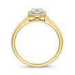 Engagement ring halo with diamonds in yellow gold