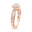 Engravable halo diamond ring in rose gold