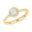 Golden halo diamond ring for ladies, engravable