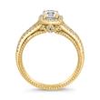 Halo ring in yellow gold with diamonds, engravable