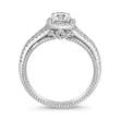 Halo ring with lab grown diamonds, white gold, platinum