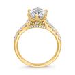 Engravable engagement ring in yellow gold with diamonds