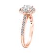 Dames halo ring met diamanten in roségoud, graveerbaar