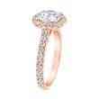 Anillo halo de oro rosa con diamantes para mujer