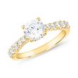 Golden engagement ring with diamonds for ladies