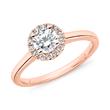 Anillo halo de diamantes en oro rosa para mujer, grabable