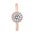 Anillo halo de diamantes en oro rosa para mujer, grabable