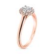 Anillo halo de diamantes en oro rosa para mujer, grabable