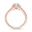 Halo diamond ring in rose gold for ladies, engravable