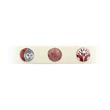 Button Emaille rot-silbernes Muster