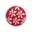 Button Emaille rote-silbernes Blumenmuster