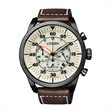 Sports chrono watch men leather brown