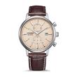 Herren Chronograph mit Eco Drive aus Edelstahl, Leder