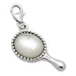 Silver mirror charm with carabiner
