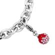 Stainless Steel Charm With Red And White Zirconia