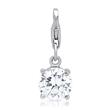 Stainless steel charm pendant with sparkling zirconia