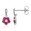 Blossoms diamond ear jewellery rubíes 0.838 ct total