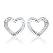 Heart Stud Earrings 14ct White Gold 4 Diamonds