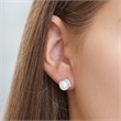 14ct White Gold Earrings Pearl 8 Diamonds