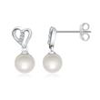 14 quilates pendientes oro blanco perla 6 diamantes