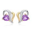 14ct yellow gold ear studs 2 amethysts 0,458ct