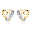 14ct earrings yellow gold heart 4 diamonds