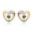 14ct earrings 2 sapphires diamonds 0,008ct