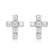 Cross stud earrings 14ct white gold 12 diamonds